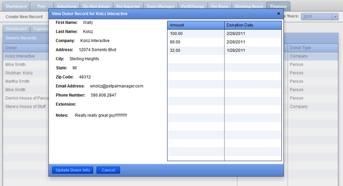 screenshot of PetPal Manage